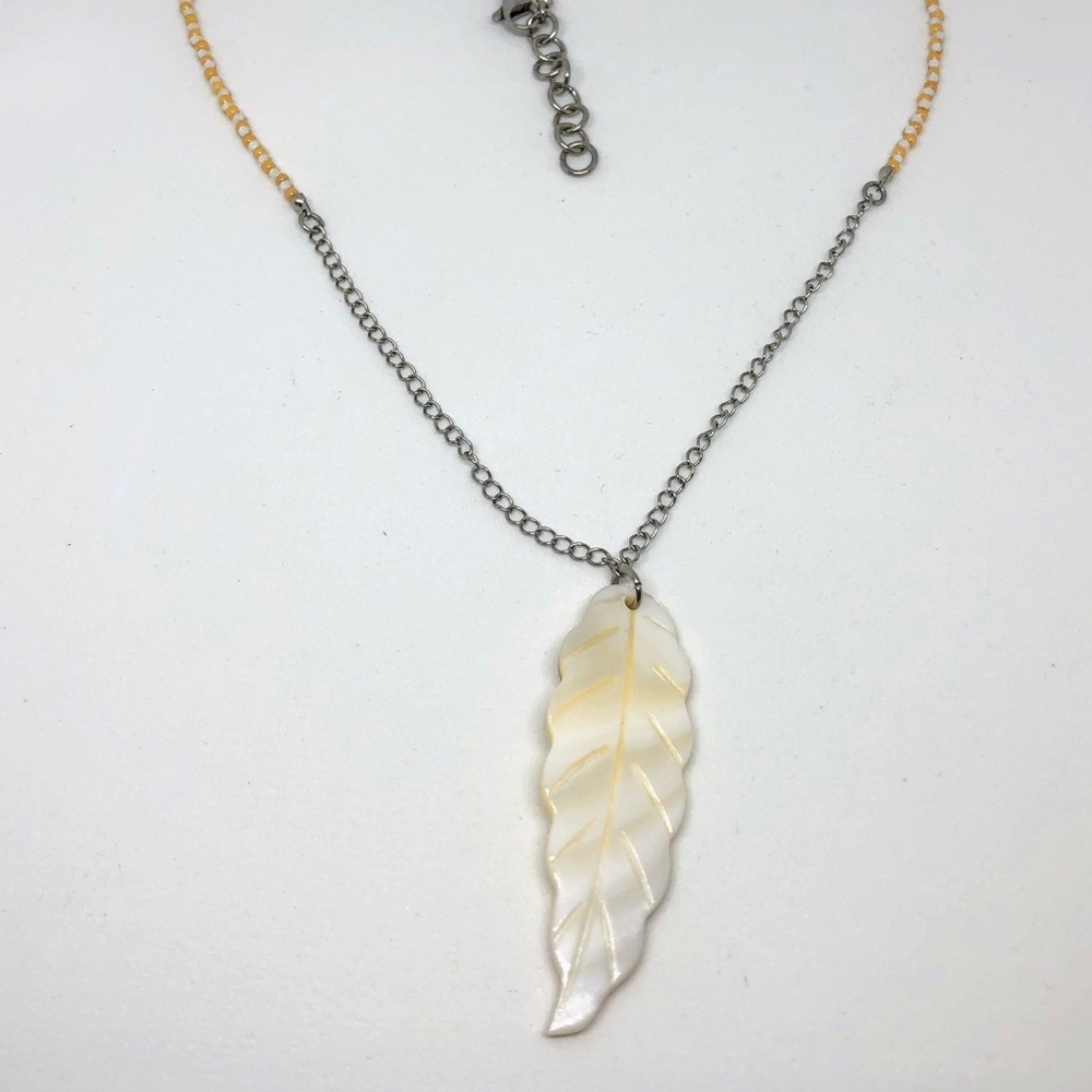 Handmade shell leaf necklace